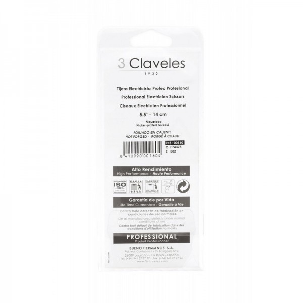 Tijera Electricista 3 Claveles 14cm