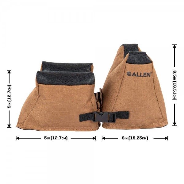 Apoya Rifle Allen Unfilled Front & Rear Shooting Bag Combo, Tan & Black